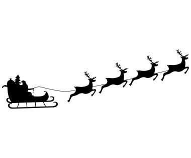 Noel Baba koşum üzerinde ren geyiği sürmek.