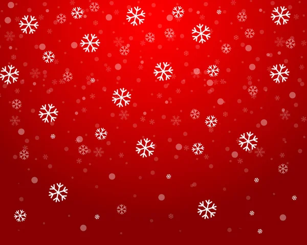 Natale sfondo rosso con fiocchi di neve — Vettoriale Stock