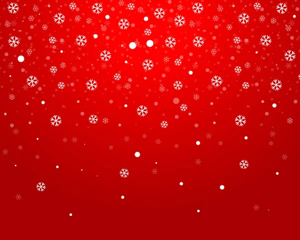 Weihnachten roter Hintergrund mit Schneeflocken — Stockvektor