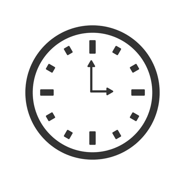 Platte horloge pictogram. Silhouet time web klok — Stockvector