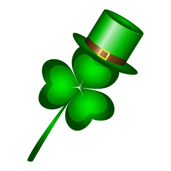 Trèfle dans un chapeau une casquette est un symbole de la Saint-Patrick s Day — Image vectorielle