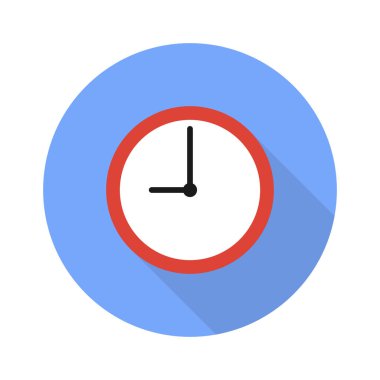 Saat simgesi bir gölge ile. Düz işareti 