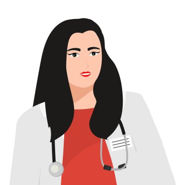 Beyaz arka planda fonendoskoplu kadın doktor terapistleri.