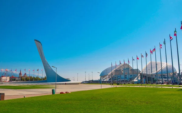 Россия - 2 октября 2018 года Сочи Парк. Стадионная футбольная арена Фишт — стоковое фото