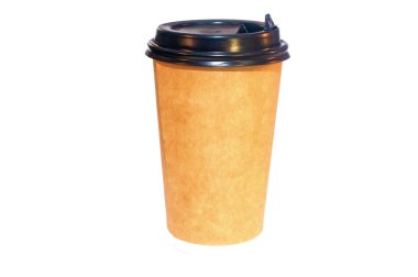 Kahve beyaz izole tek kullanımlık bir kağıt fincan gitmek için