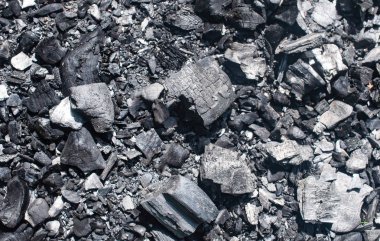 Orman arka plan bir yangından kömür ve kül.