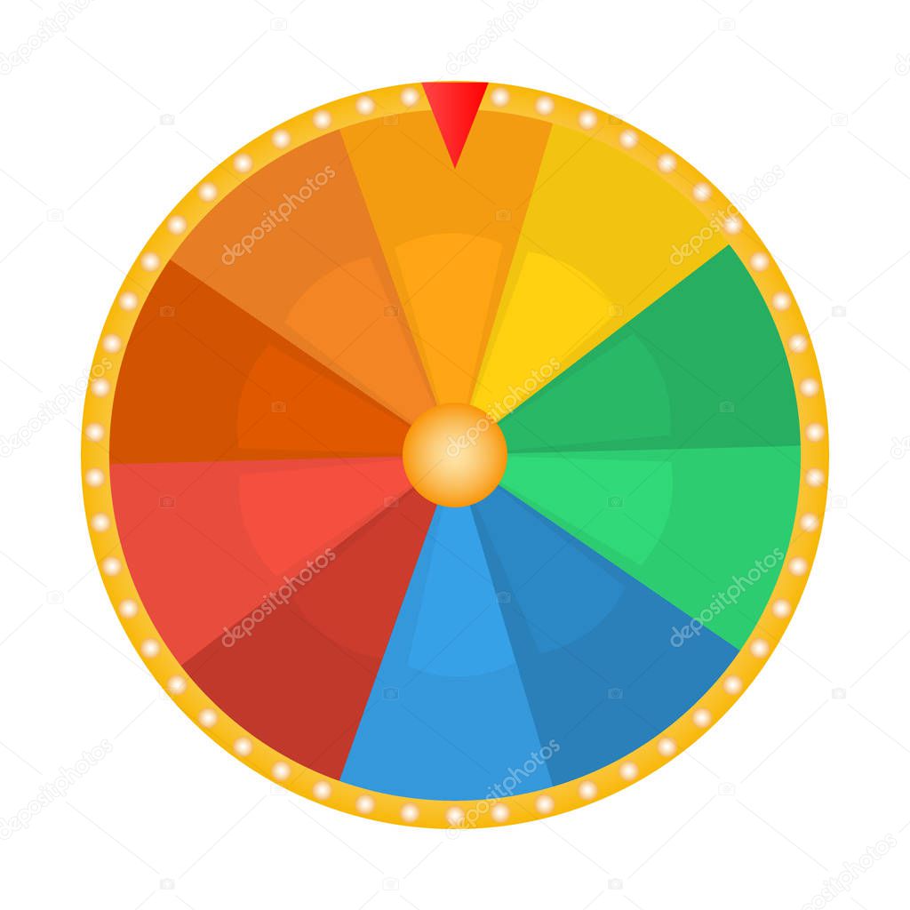 Wheel of fortune for the prize draw on a white background