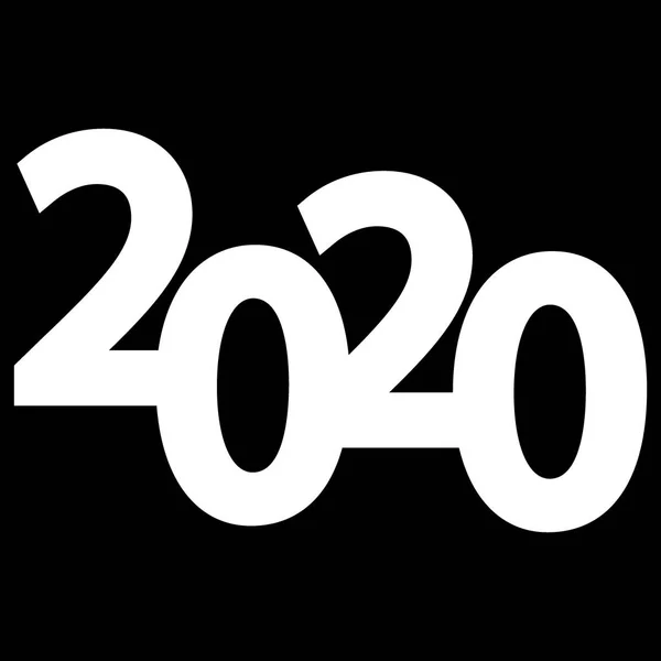 Symboler för början av den nya 2020 år. Datum siffer ikoner på svartvitt — Stock vektor