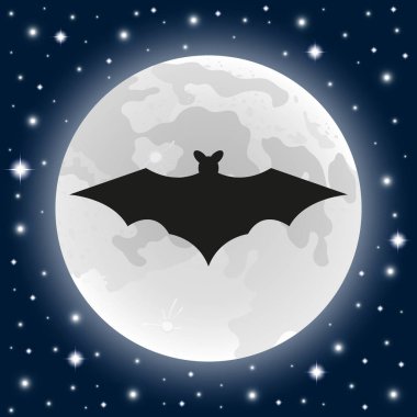 Cadılar Bayramı'nda ayın arka planında yarasa