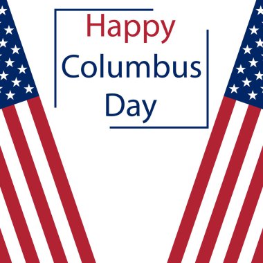 Amerika'da Mutlu Kolomb Günü. Beyaz arka plandaki bayraklar