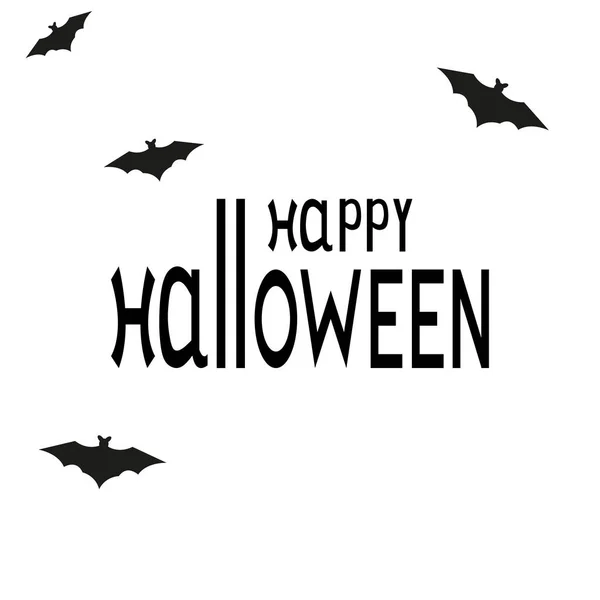 Happy Halloween tekst logo cartoon vampier en vleermuizen — Stockvector