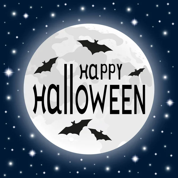 Vleermuis op de achtergrond van de maan op Halloween — Stockvector