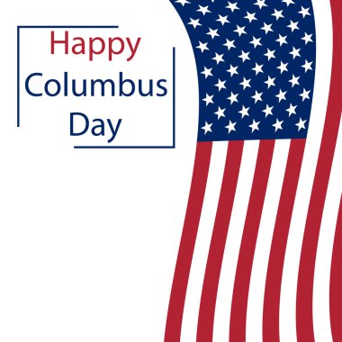 Amerika'da Mutlu Kolomb Günü. Beyaz arka plandaki bayraklar