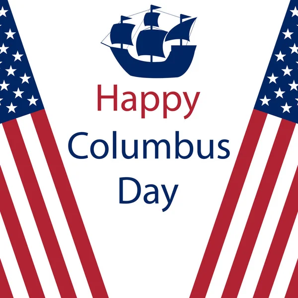 Amerika'da Mutlu Kolomb Günü. Beyaz arka plandaki bayraklar