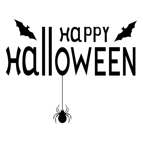 Happy Halloween tekst logo cartoon vampier en vleermuizen — Stockvector