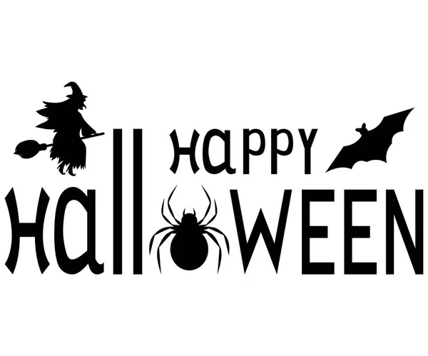 Happy Halloween tekst logo cartoon vampier en vleermuizen — Stockvector