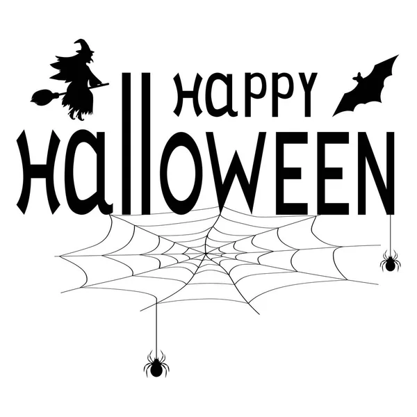 Happy Halloween tekst logo cartoon vampier en vleermuizen — Stockvector