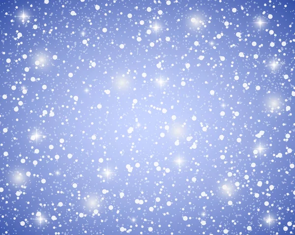 Fondo brillante azul navideño con copos de nieve y estrellas — Archivo Imágenes Vectoriales