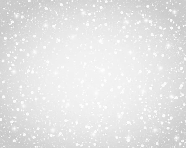 Jul silver glänsande bakgrund med snöflingor och stjärnor — Stock vektor