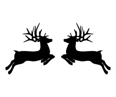 Two reindeers on a white background jump to each other for Christmas vector