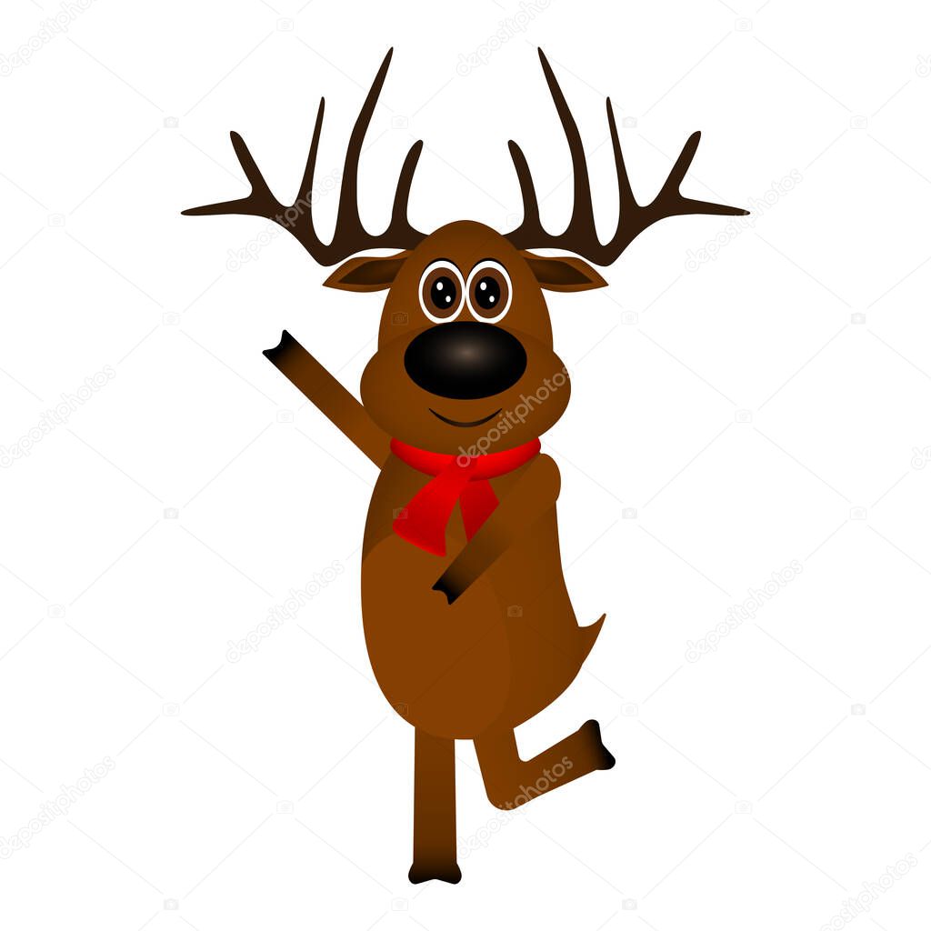 Funny reindeer in a scarf for christmas smiling