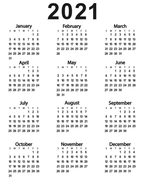 Det nya årets kalender 2021. Vektorillustration för design. — Stock vektor