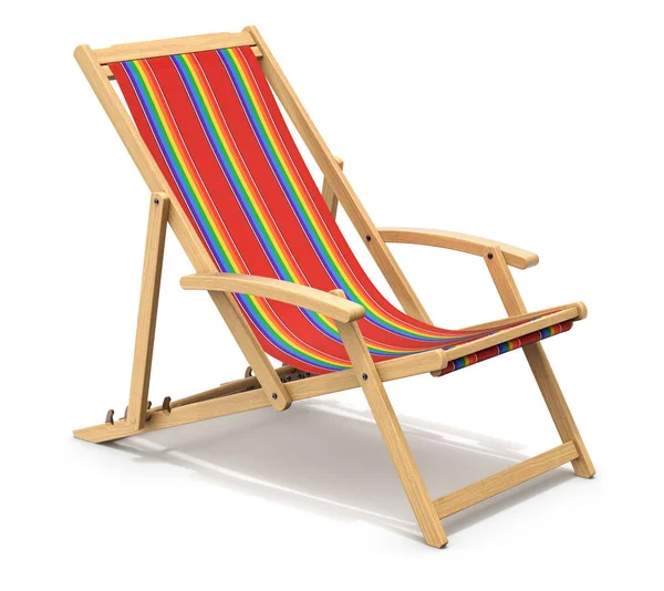 白い背景 イラストをカラフルな木製デッキの椅子 — ストック写真