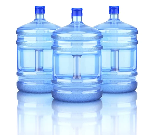 Three Water Dispenser Bottle Reflective Background Illustration — Stock Photo, Image