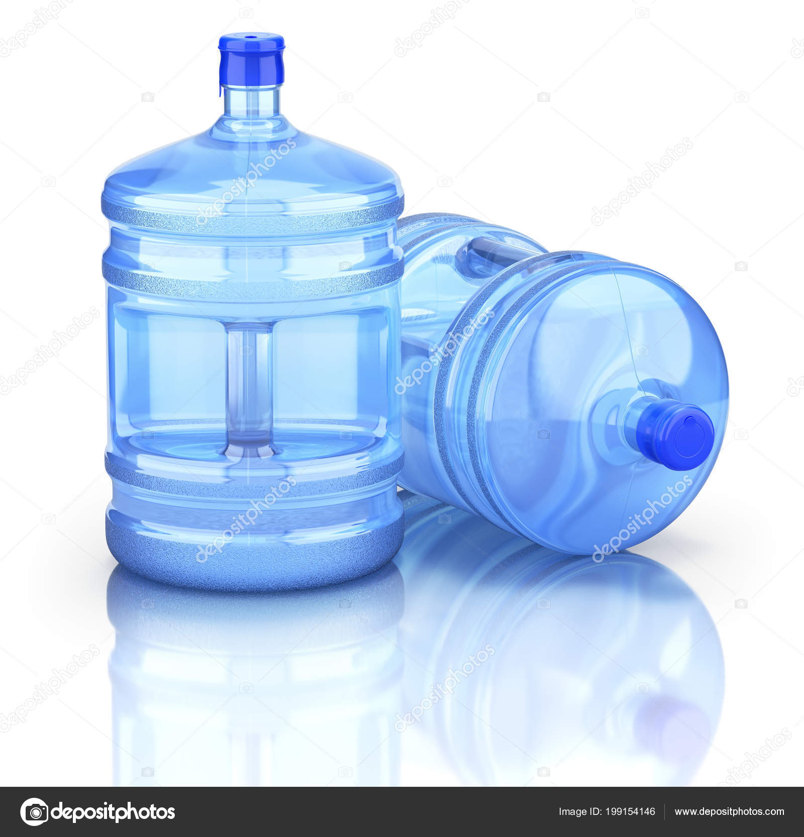 Two Water Dispenser Bottle Reflective Background Illustration Stock Photo  by ©mipan 199154146
