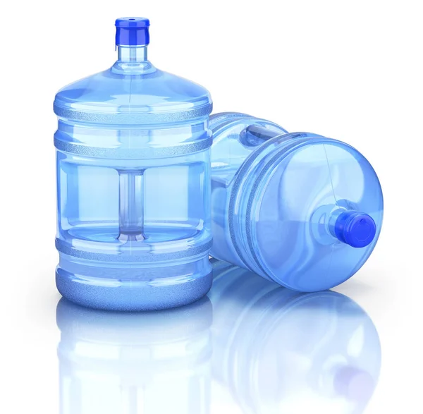 Zwei Wasserspenderflaschen Auf Reflektierendem Hintergrund Illustration — Stockfoto
