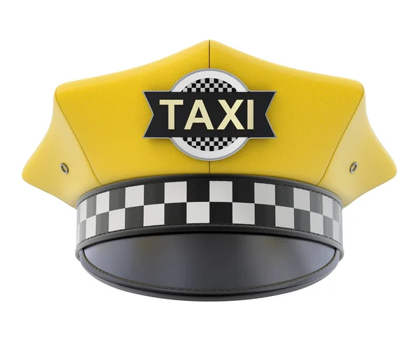 Casquette Chauffeur Taxi Jaune Isolée Sur Fond Blanc Illustration — Photo