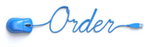 Blauwe Muis Kabel Vorm Van Bestelling Word Illustratie — Stockfoto
