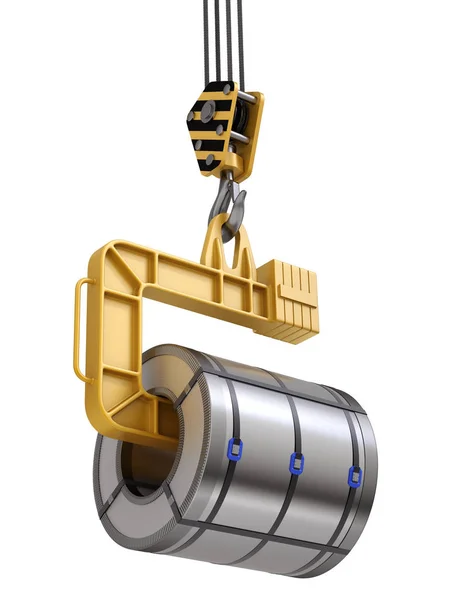 Coil Lifter Steel Coil Crane Hook Isolated White Background Illustration — Stock Photo, Image