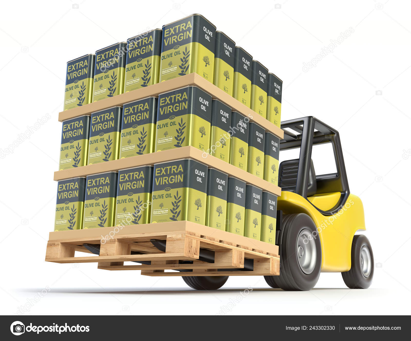 Forklift Olive Oil Cans Abstract Label White Background Illustration Stock Photo C Mipan 243302330