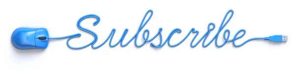 Blauwe Muis Kabel Vorm Van Abonneren Woord Illustratie — Stockfoto