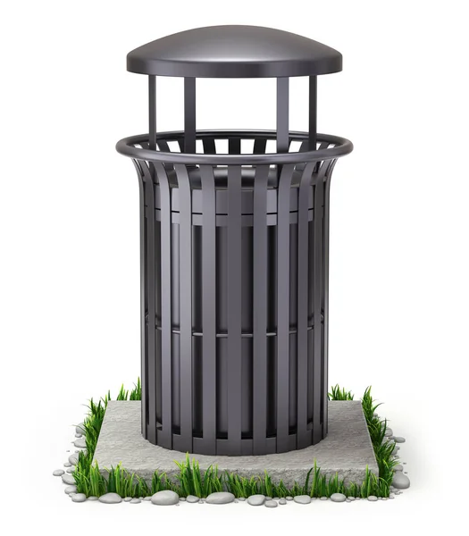 Black Park Trash Bin White Background Illustration — Stock Photo, Image