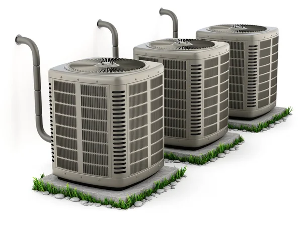 Heating and air conditioner units on the stand - 3D illustration