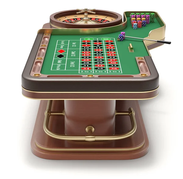 Back View Roulette Table Chips Rack Roulette Wheel Illustration — Stock Photo, Image