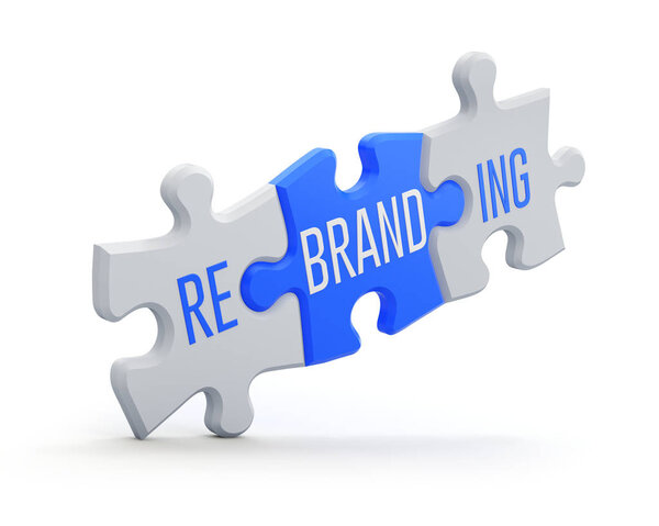 Rebranding concept with jigsaw puzzle - 3D illustration