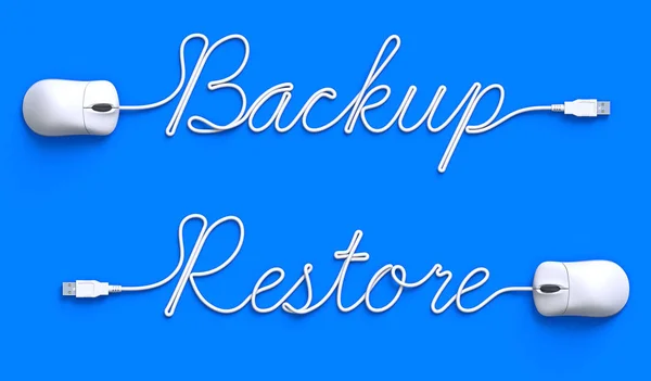 Backup Restore Concept Mouse Cable Illustration — Stock Photo, Image