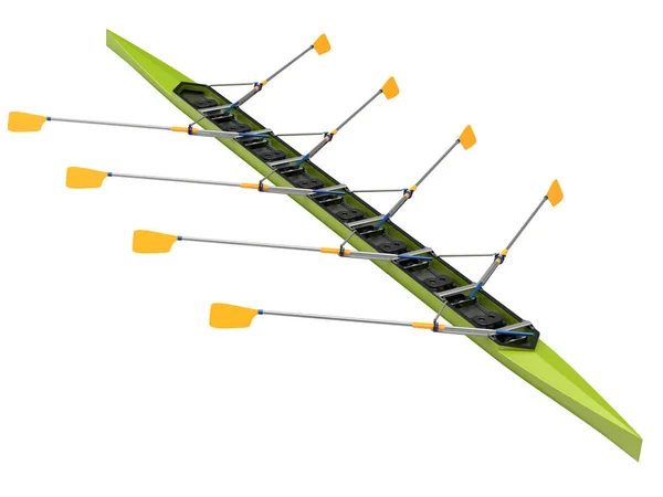 Barco Remos Ocho Hombres Aislado Sobre Fondo Blanco Ilustración —  Fotos de Stock
