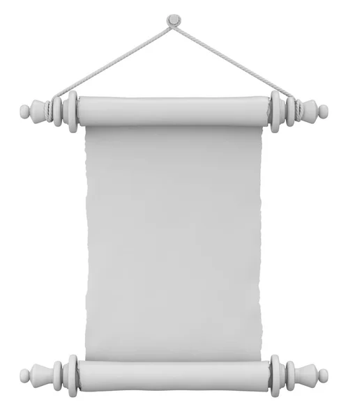 Klei Weergave Van Vintage Scroll Papier Geïsoleerd Witte Achtergrond Illustratie — Stockfoto