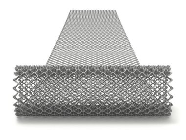 Beyaz arkaplanda tel zincir örgüsünün açılışı - 3B illüstrasyon