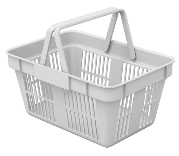 Clay Render Shopping Basket Isolated White Background Illustration — Stock Photo, Image