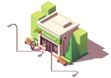 Vektör izometrik eczane veya eczane