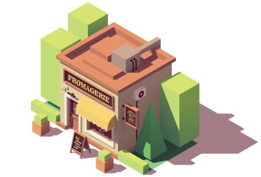 Vektör izometrik peynir dükkanı