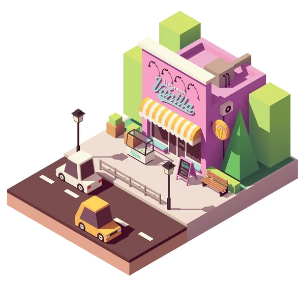 Vector isometric ice cream shop — Stock Vector