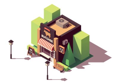 Vektör izometrik kasap dükkanı