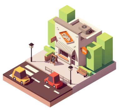 Vektör izometrik Süt Dükkanı