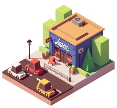 Vektör izometrik kot giyim mağazası